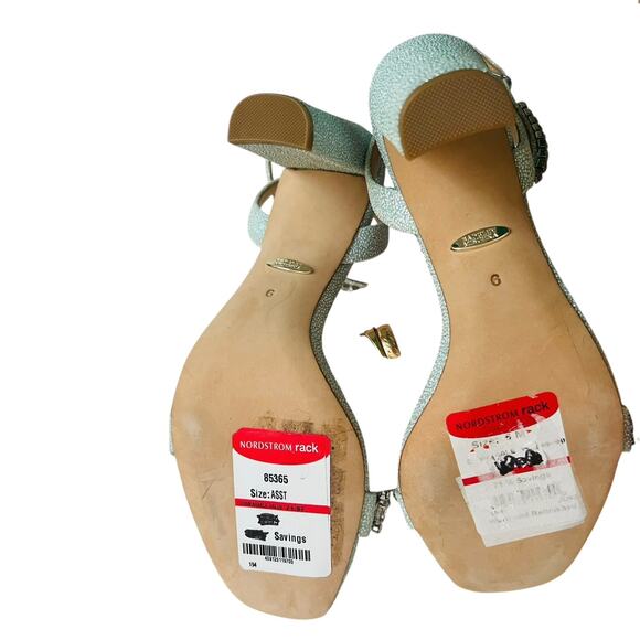 Badgley Mischka Tasmine Tall Evening  Heeled Sandal In Soft Blue Size 6 - Picture 10 of 13